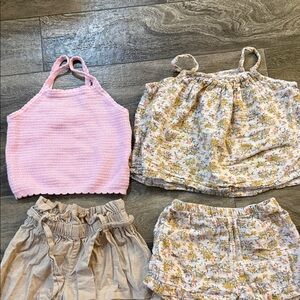 3T H&M Sets- Pink Knit Top and Floral Shorts Set